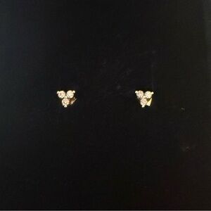 Anine Bing- 14k gold diamond trio stud earrings with a push-back closure